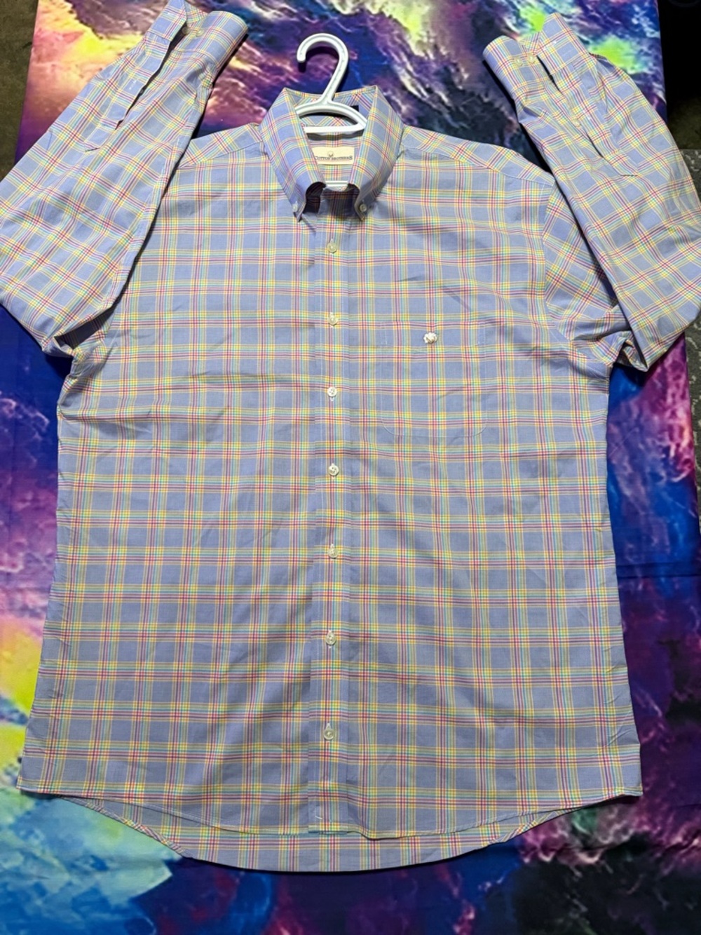 Men's Plaid Button-Down Dress Shirt - Light Blue & Pastel
